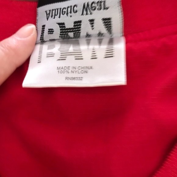 BAW Athletic Wear Red & White Two Stripe Pullover Jacket Men's Size Large - Picture 10 of 12